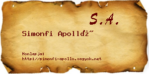 Simonfi Apolló névjegykártya